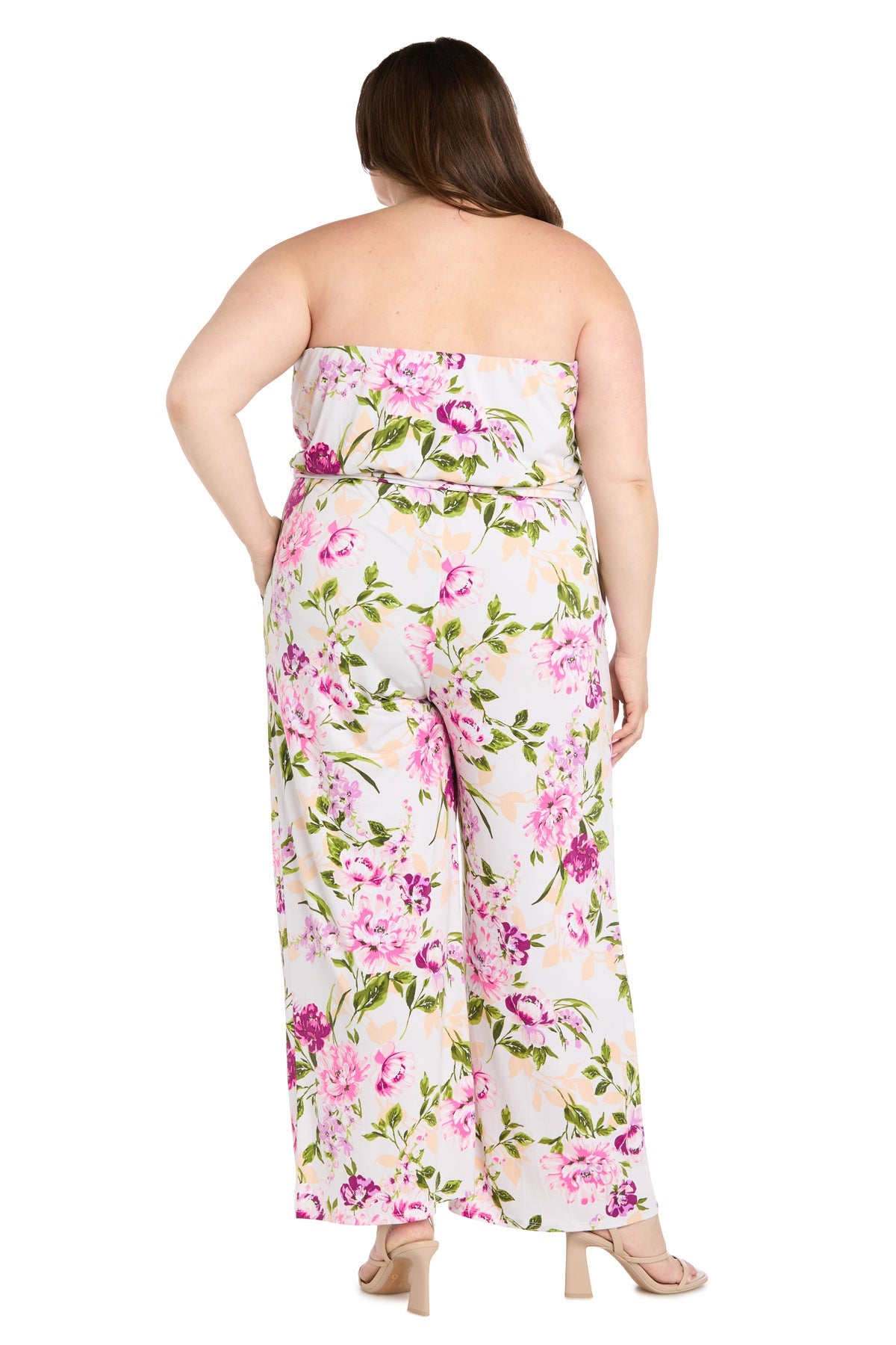 Jumpsuit Formal Floral Long Jumpsuit Plus Size Pink White Floral