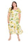 Plus Size Dresses Plus Size Printed Cocktail Midi Length Dress Yellow/Green/White