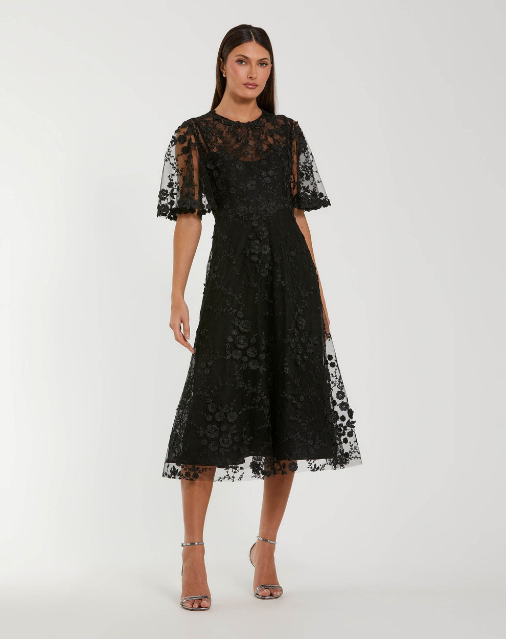 Cocktail Dresses A Line Short Floral Cocktail Dress Black