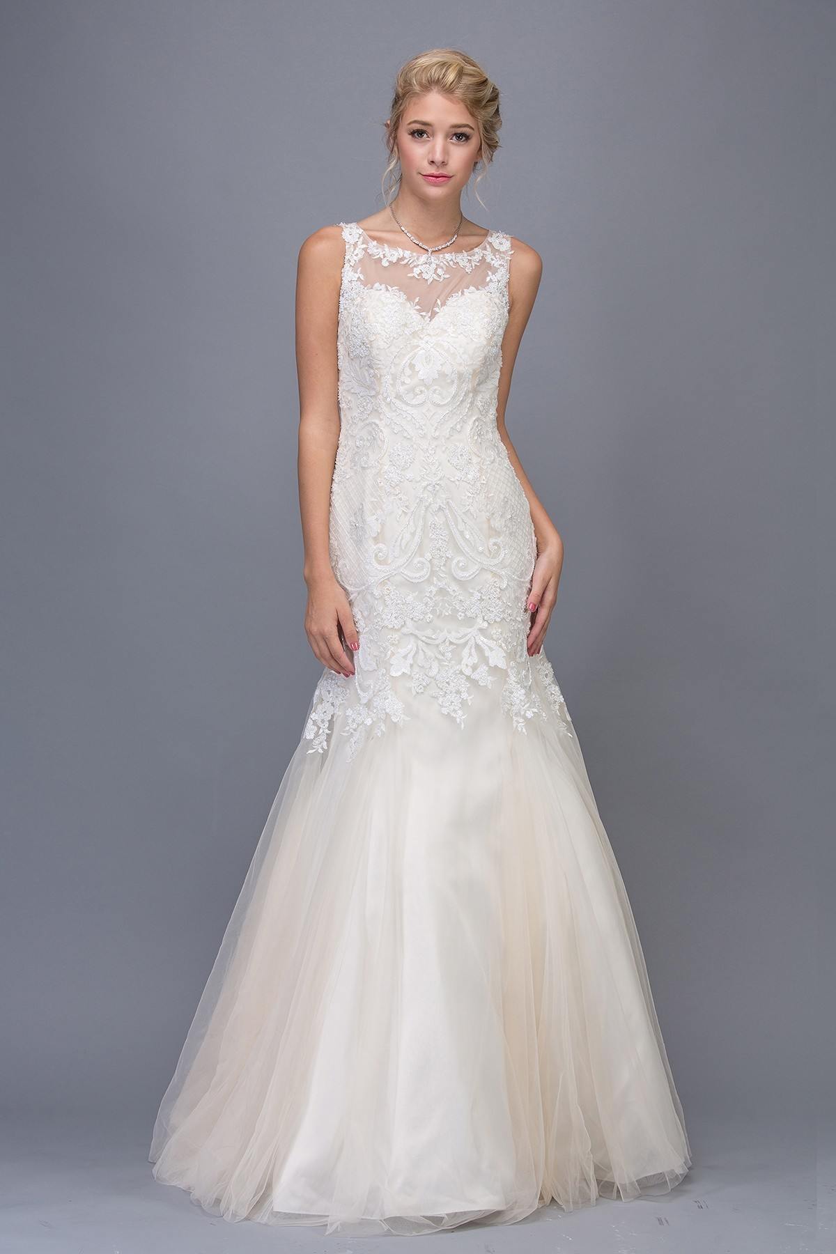 Wedding Dresses Long Wedding Mermaid Bridal Dress Eureka Fashion 6701 Ivory/Champagne