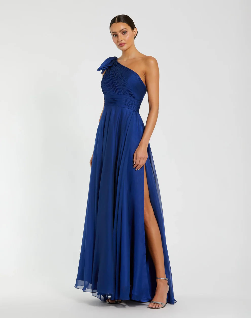 Long Formal Pleated Prom Dress Pleated Detail Mac Duggal 67476