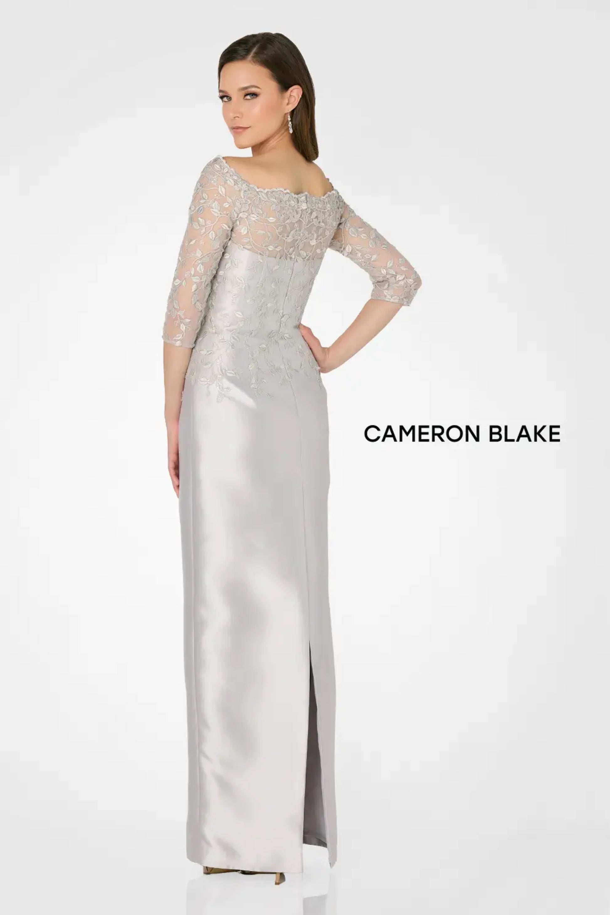 Cameron Blake CB795 A Line Long Formal Floral Applique Evening Dress