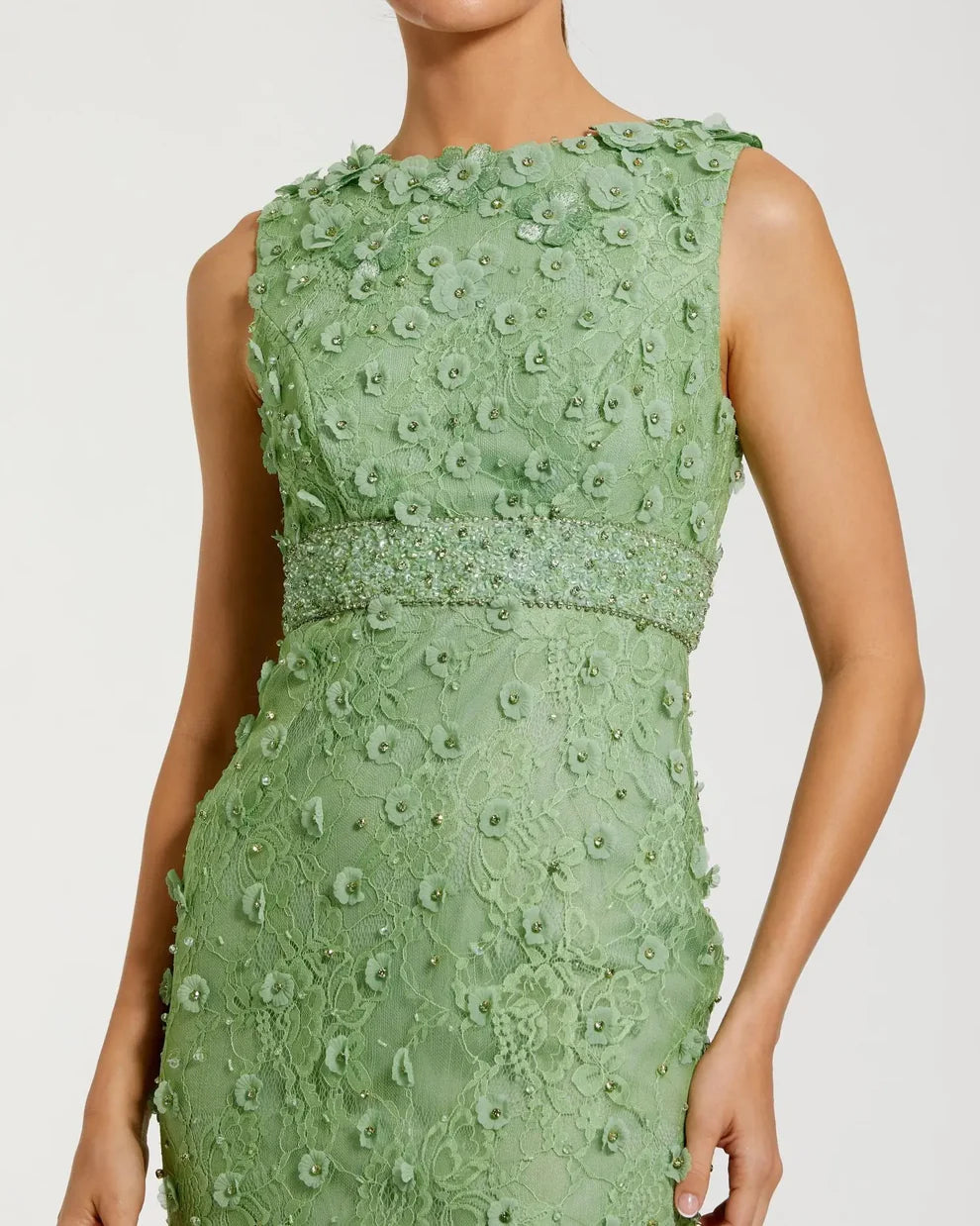 Cocktail Dresses Midi Formal Cocktail Floral Petite Dress Mac Duggal 9967853P Sage
