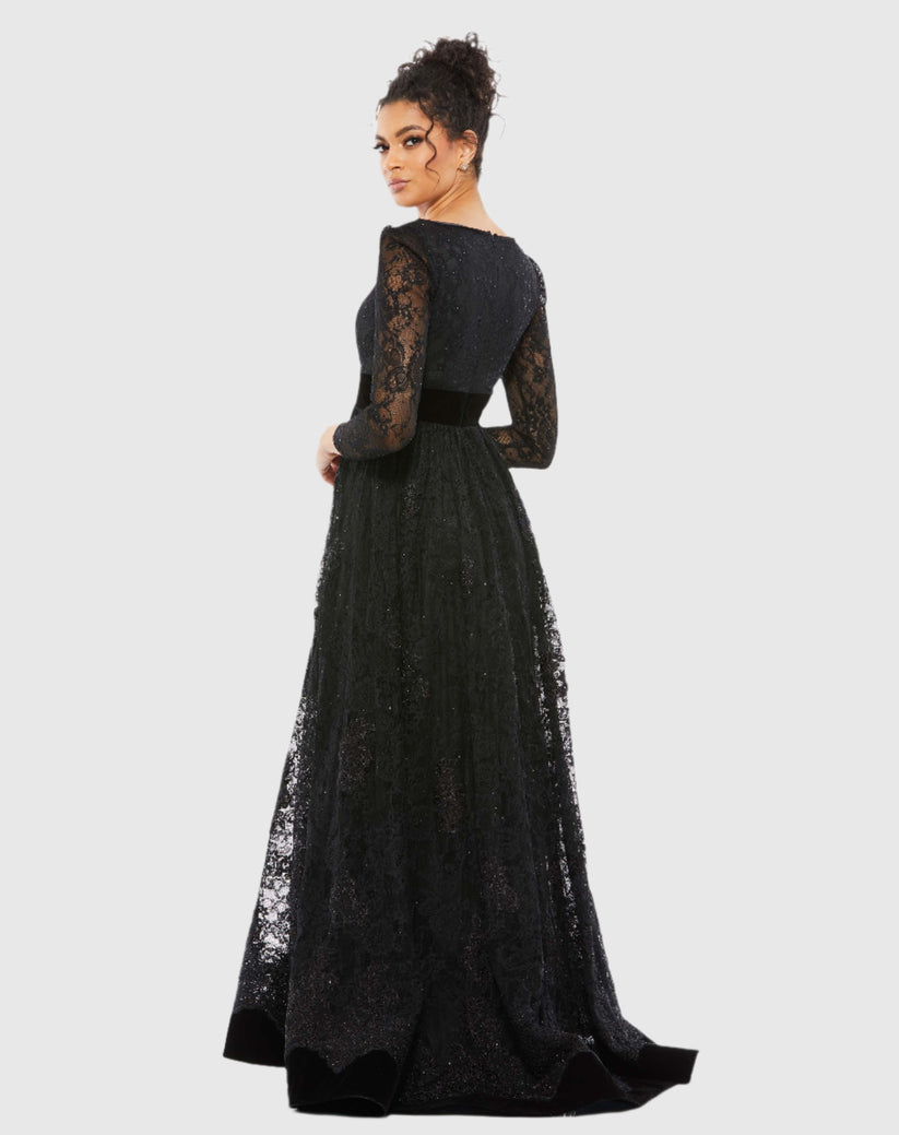 Mac Duggal 67861 Long Sleeve Formal Lace Evening Dress