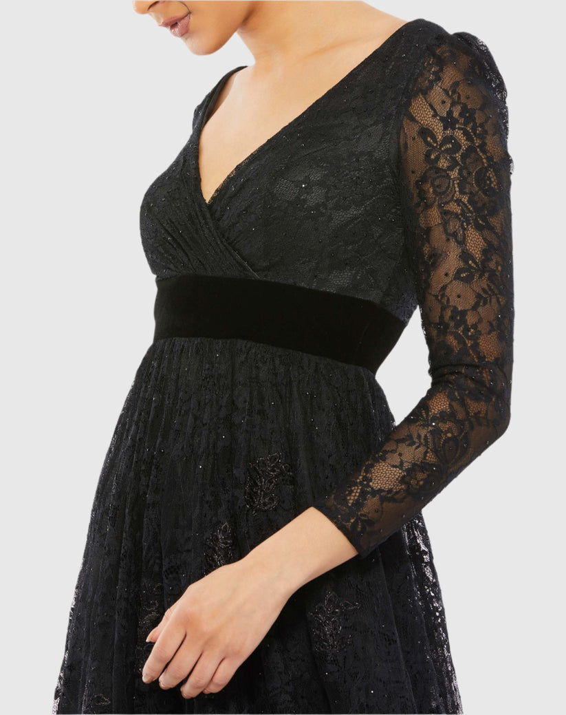 Mac Duggal 67861 Long Sleeve Formal Lace Evening Dress