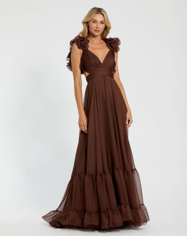 Long Ruffled Prom Dress A Line Mac Duggal 67911