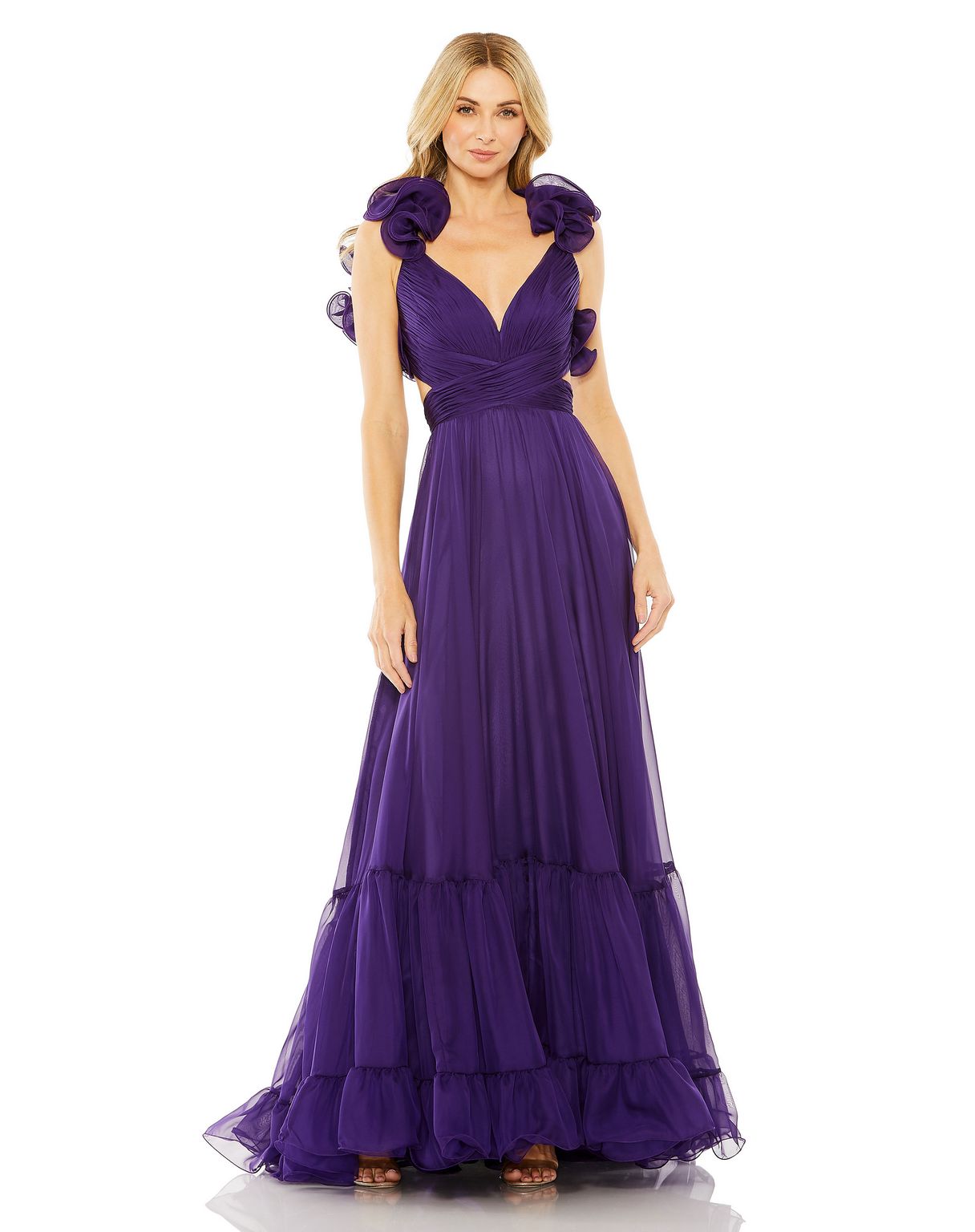 Mac Duggal 67911 Long A Line Formal Ruffled Prom Dress