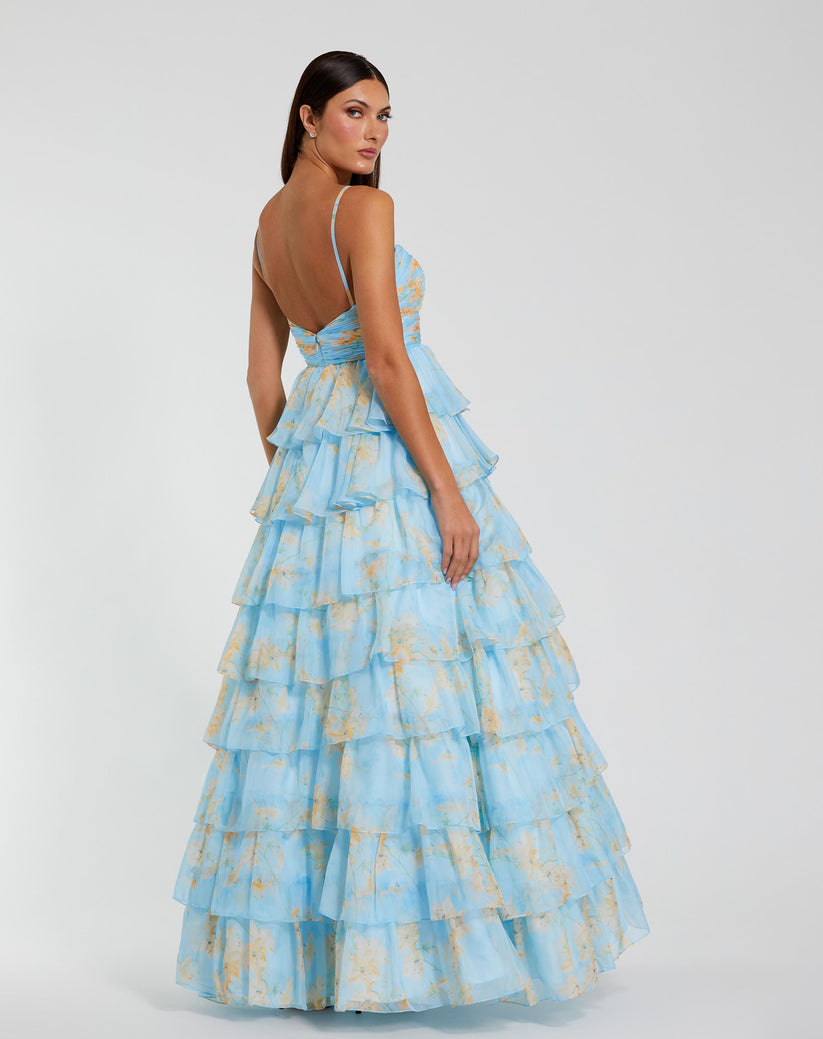 Prom Dresses Long Spaghetti Strap Prom Gown Blue Multi