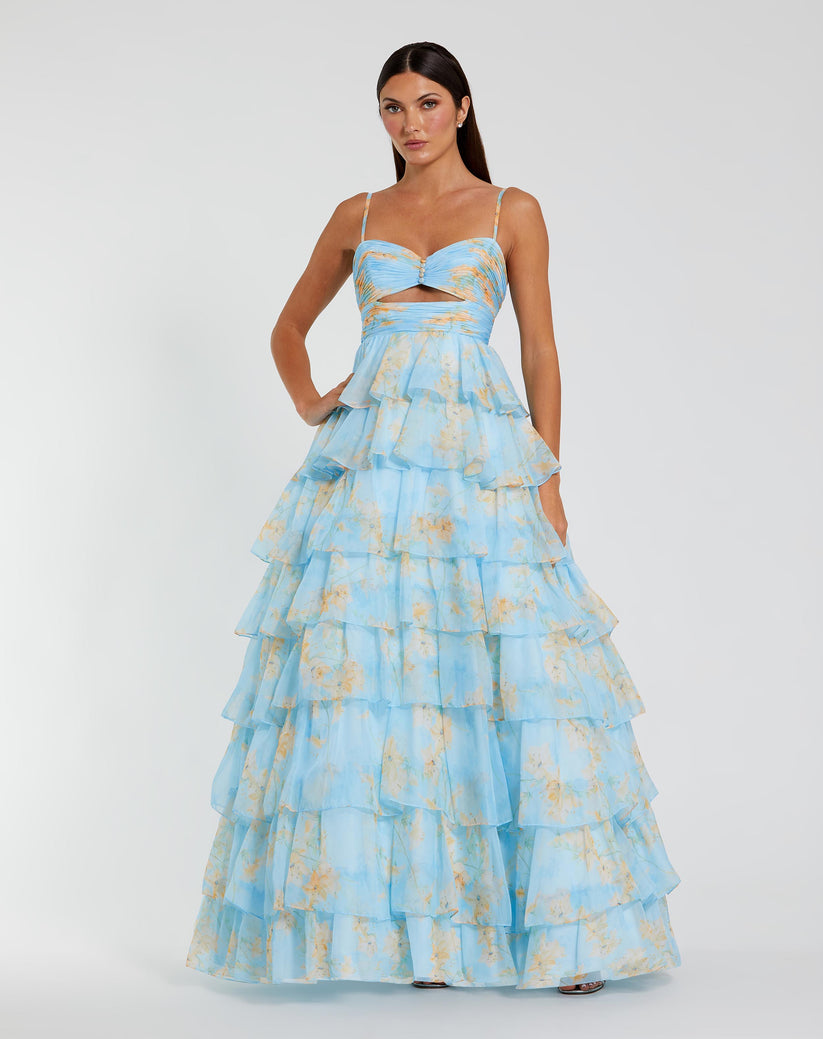 Prom Dresses Long Spaghetti Strap Prom Gown Blue Multi