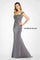 Formal Dresses Beaded Long Formal 3D Floral Applique Evening Gown Smoke