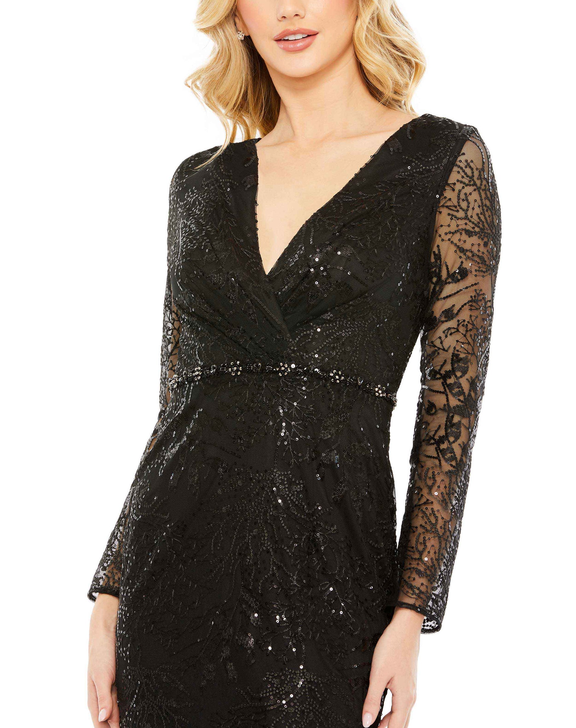 Mac Duggal 68016 Long Sleeve Formal Fitted Dress