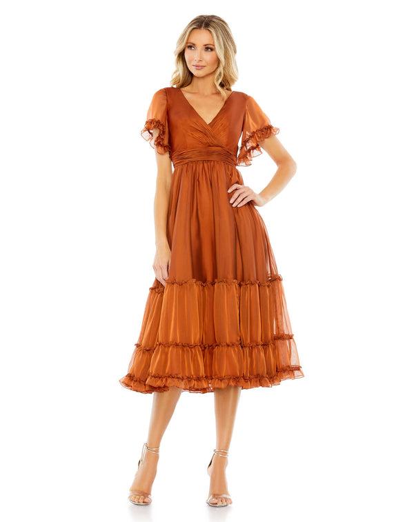 Formal Tea Length Dress A Line Mac Duggal 68018