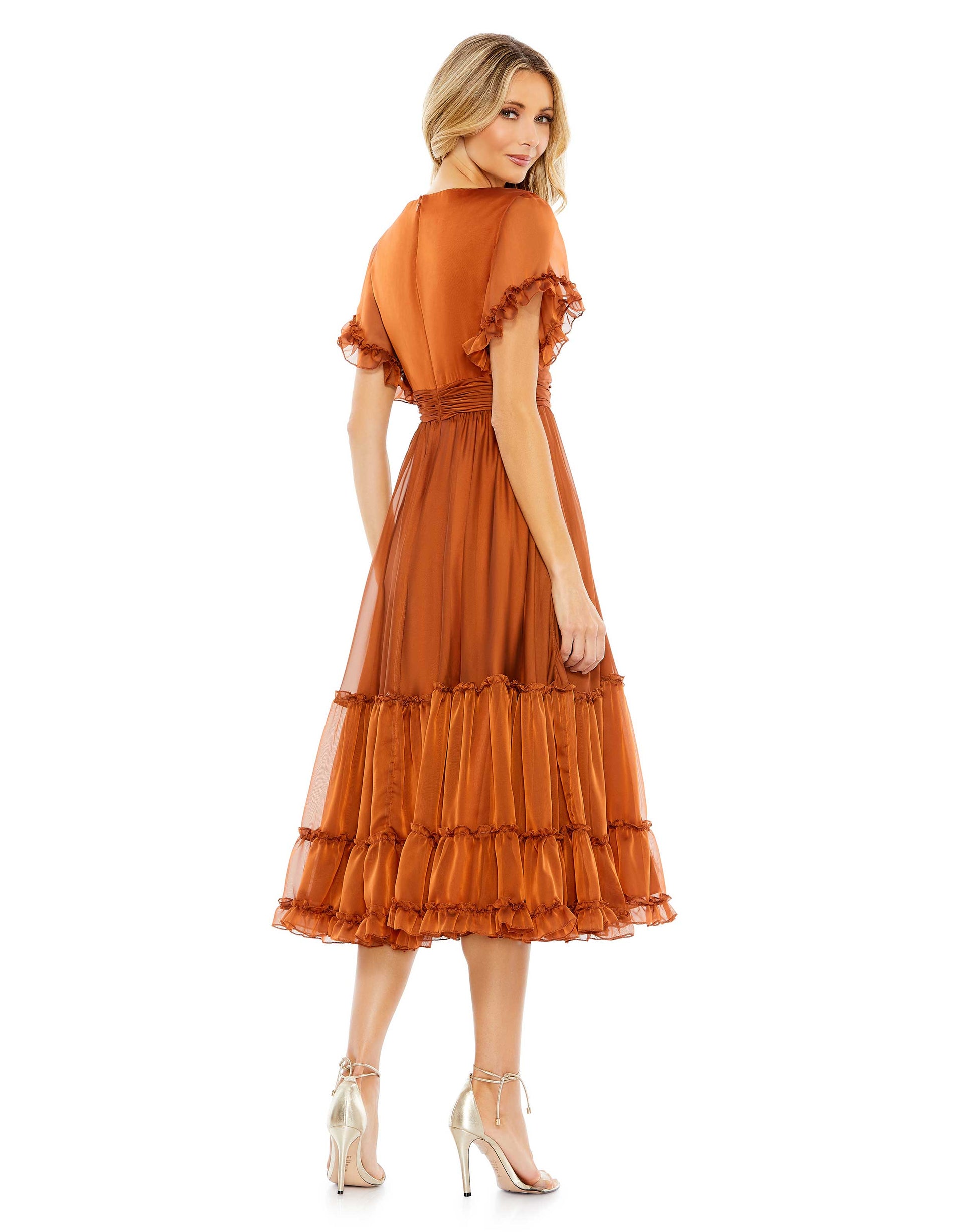 Mac Duggal 68018 Formal A Line Cocktail Tea Length Dress