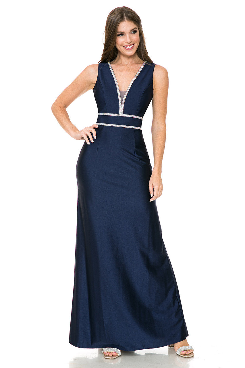 Formal Dresses Long Formal Evening Dress Lenovia 5254 Navy Blue