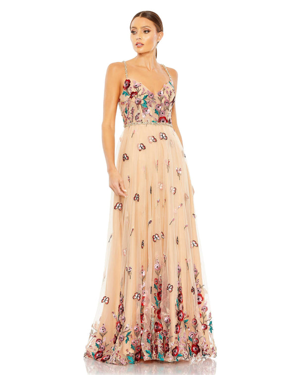Long Printed Dress Formal A Line Mac Duggal 681101