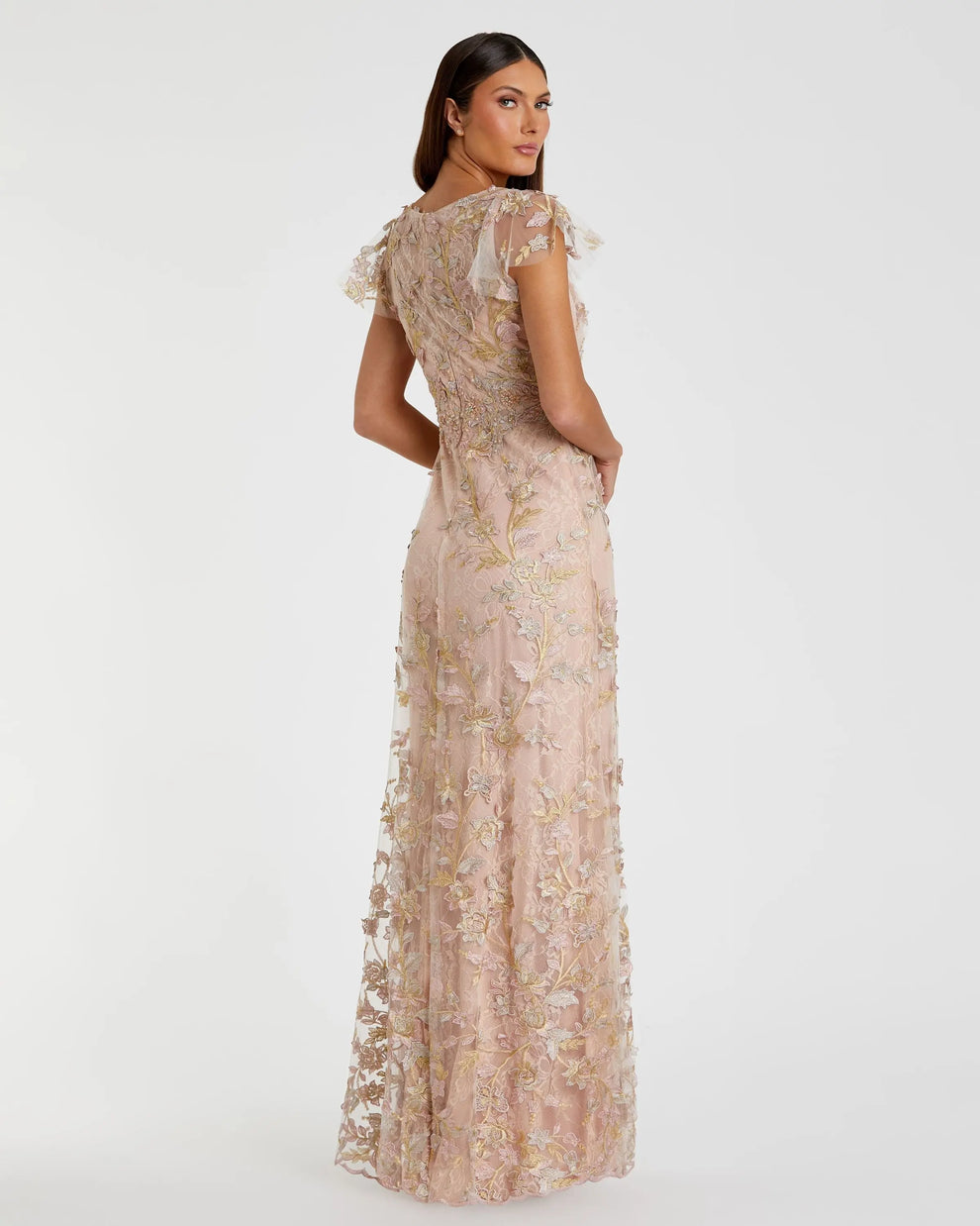 V-Neck Floor-Length Lace Evening Mermaid Mac Duggal 9968192P