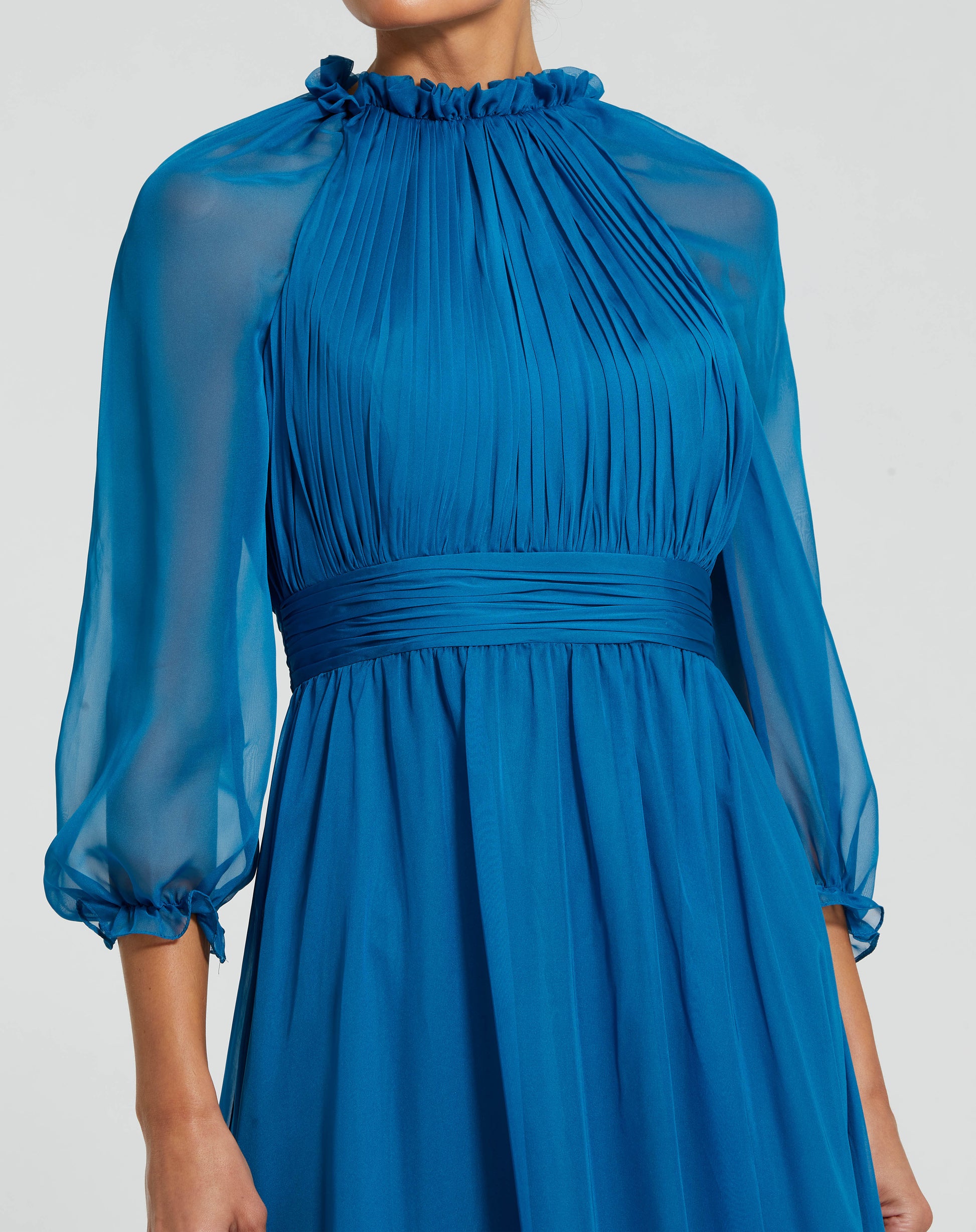 Mac Duggal 68225 Long Formal 3/4 Sleeve Chiffon Dress