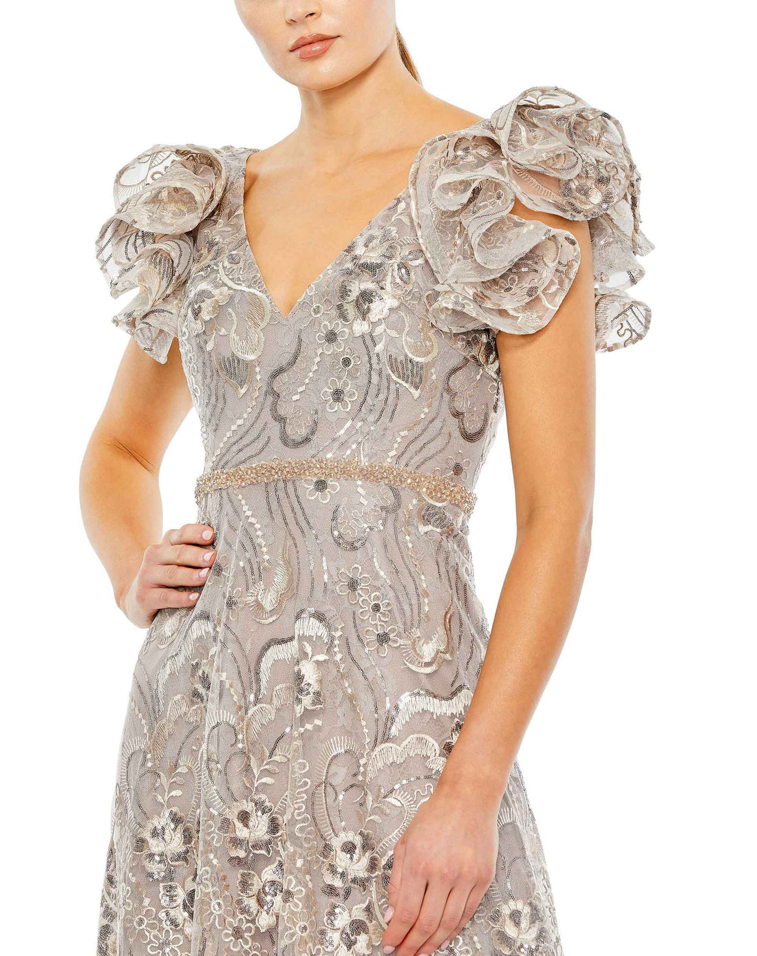 Midnight 14 Mac Duggal Sheer Long Sleeve A Line Short Dress Sale