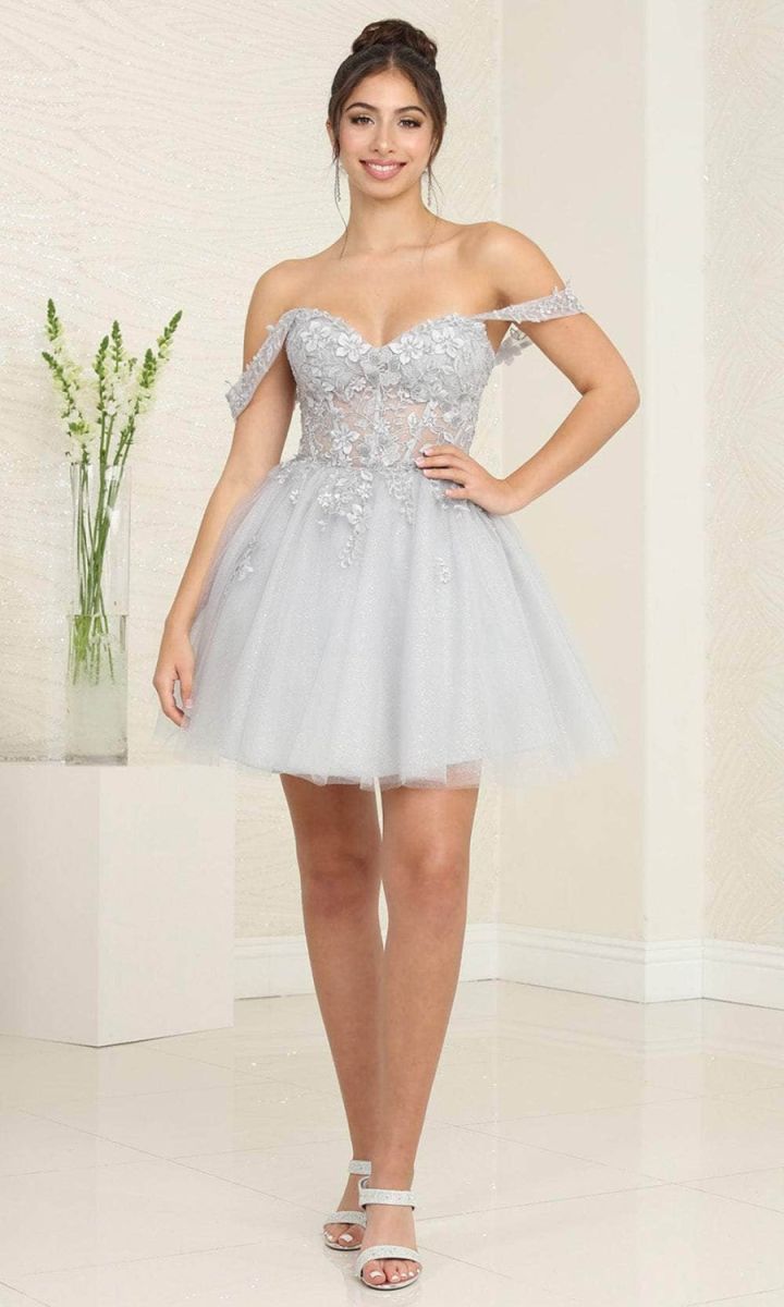 Off-the-Shoulder Mini/Short Tulle Prom A-Line May Queen 2091