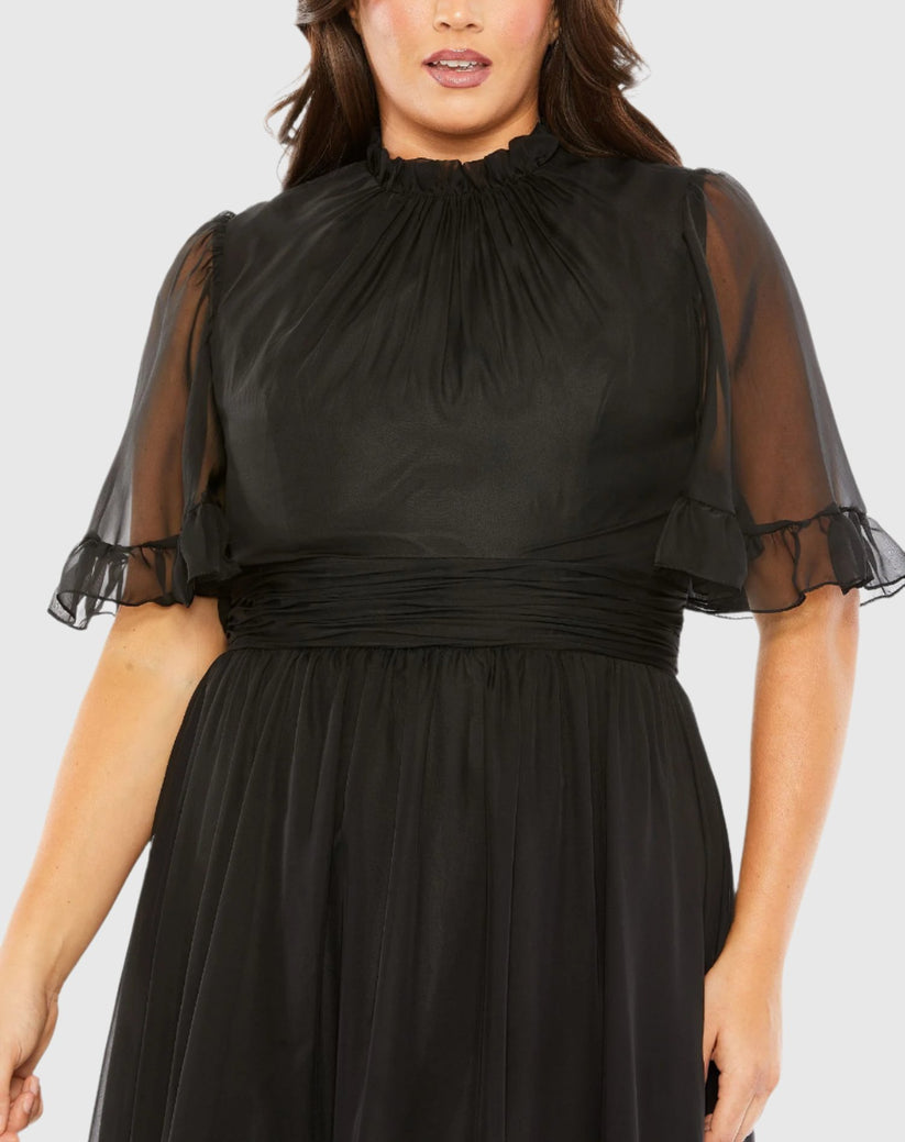Plus Size Dresses High Low Formal Ruffle Tiered Plus Size Dress Black