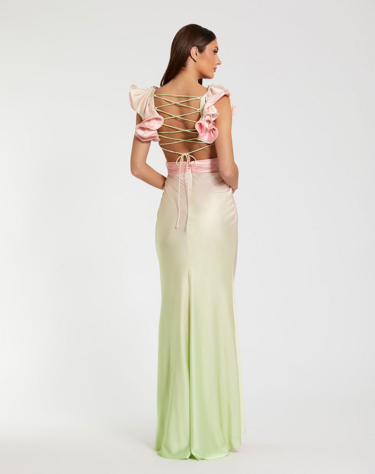 Prom Dresses Fitted Long Formal Ruffle Ombre Prom Dress Pink Lemonade