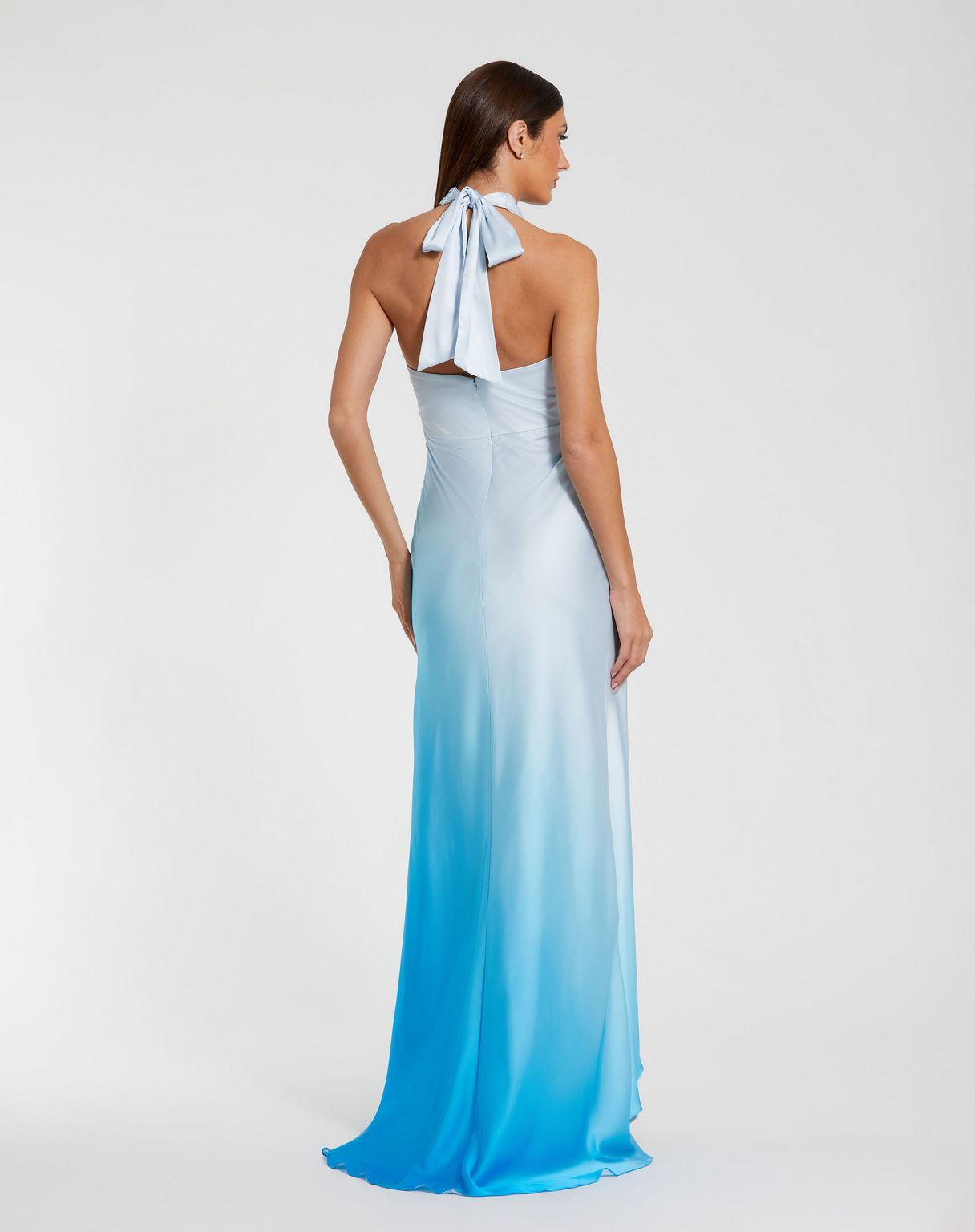 Blue Ombre Mac Duggal 68501 Prom High Low A Line Ombre Formal Dress for
