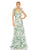 Formal Dresses Long Cap Sleeve Floral Chiffon Formal Dress White Multi