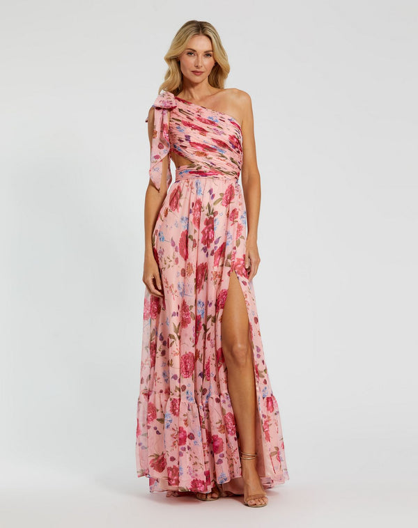 Long Floral Print Formal Prom Dress A Line Mac Duggal 68553