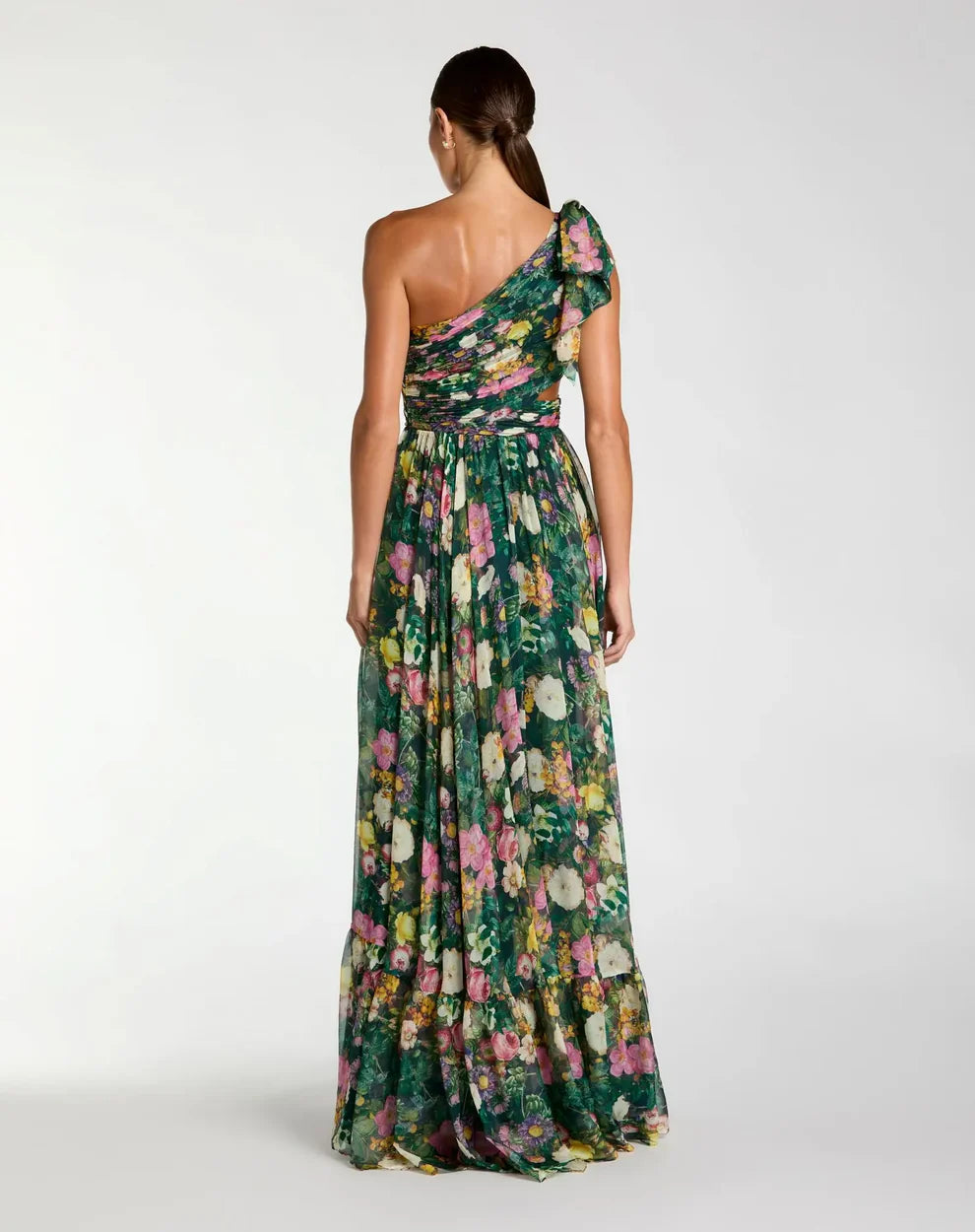 Prom Dresses Long Floral Print Formal A Line Prom Dress Deep Green Multi