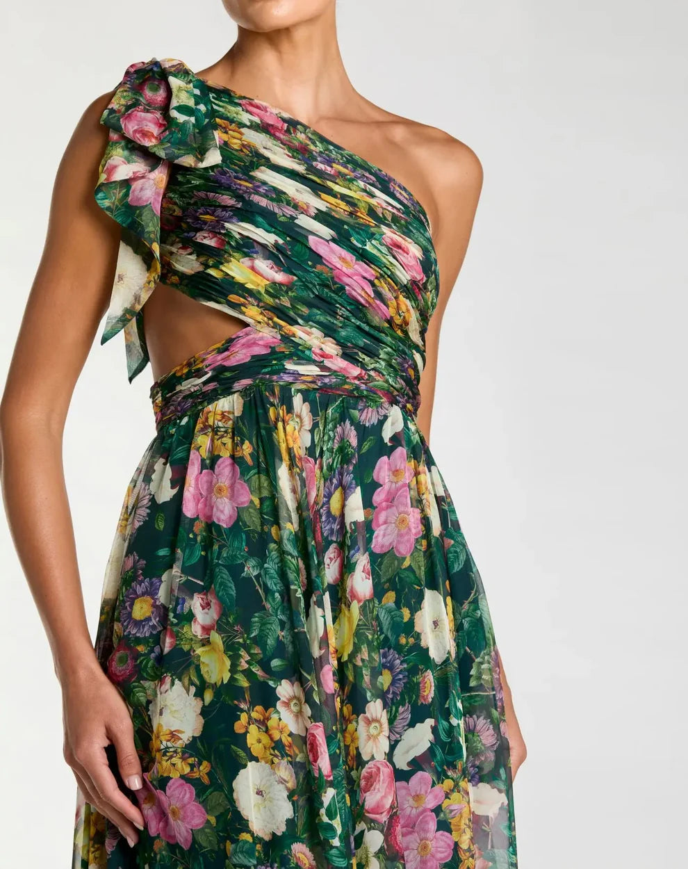 Prom Dresses Long Floral Print Formal A Line Prom Dress Deep Green Multi