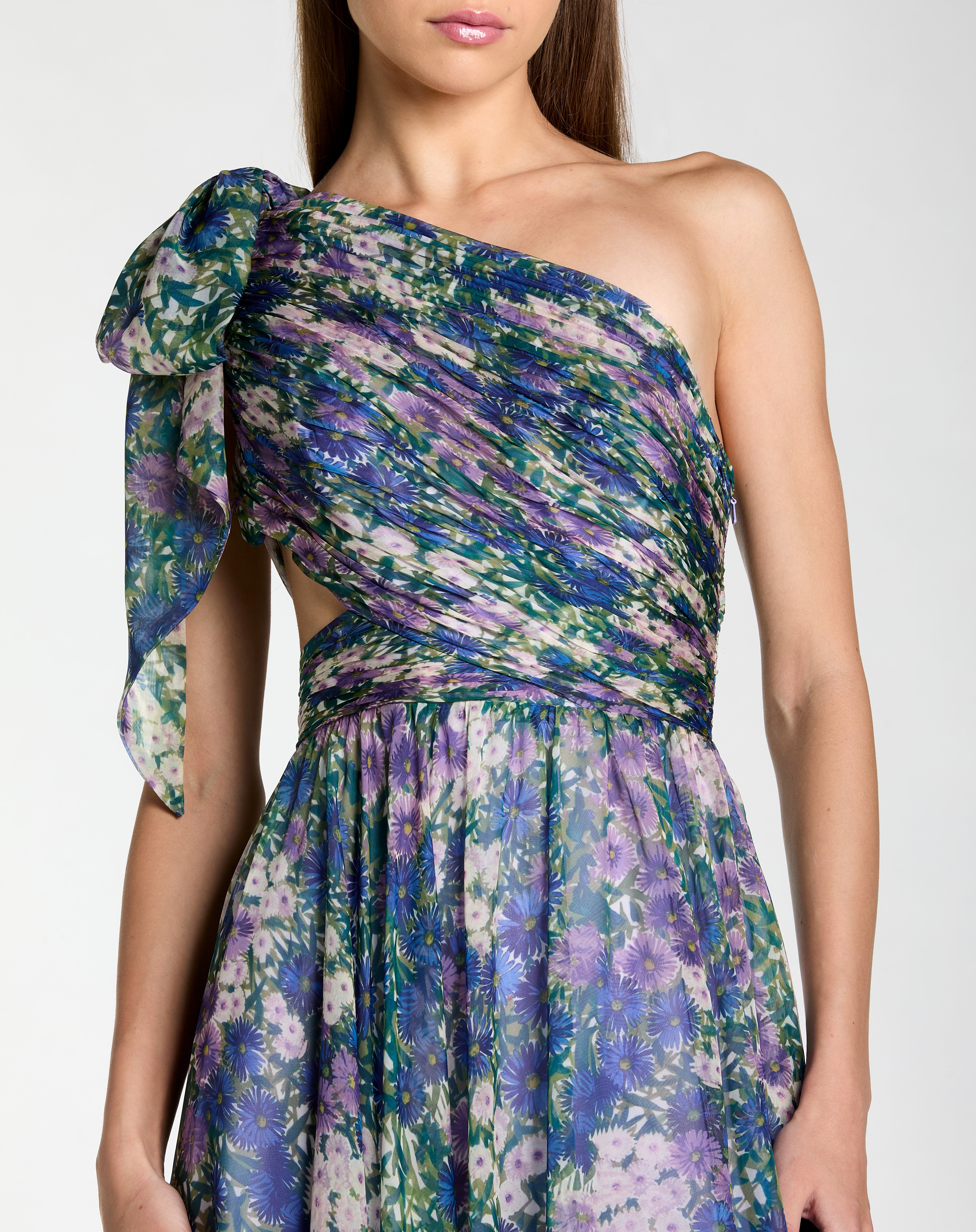 Prom Dresses Long Floral Print Formal A Line Prom Dress Lilac Multi