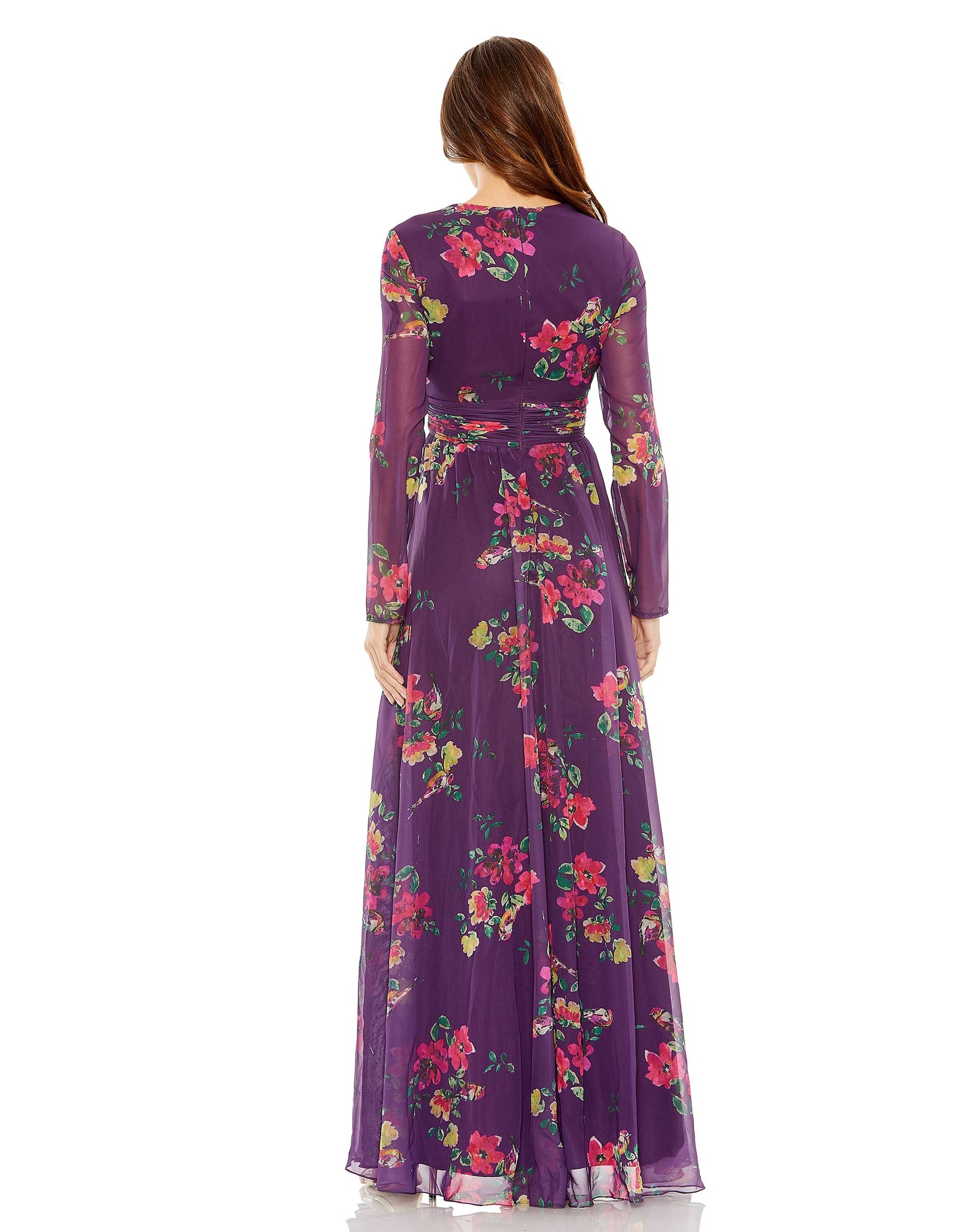 Mac Duggal 68558 Printed Long Sleeve Formal Dress
