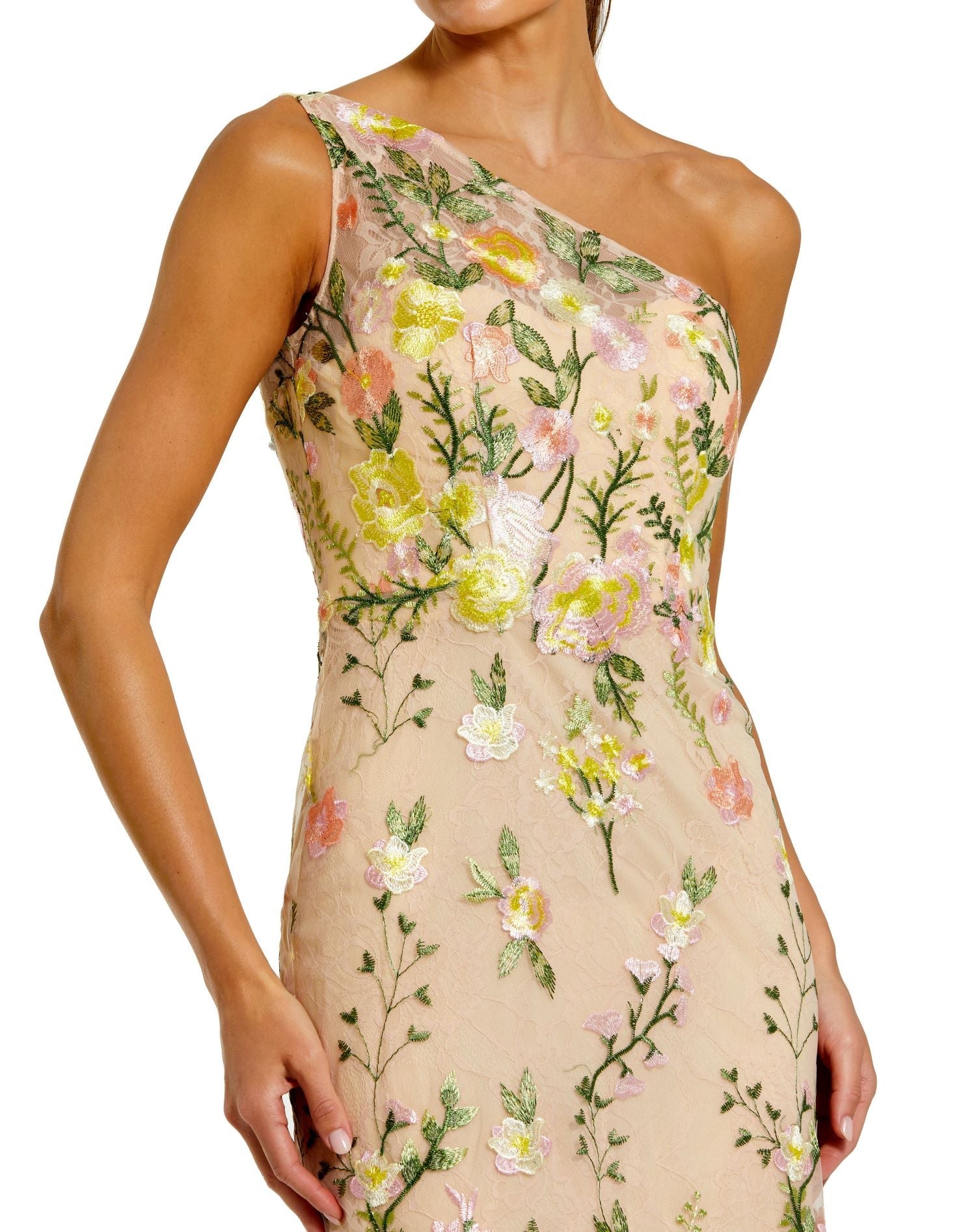 Mac Duggal 68606 Long Fitted Floral Prom Formal Dress