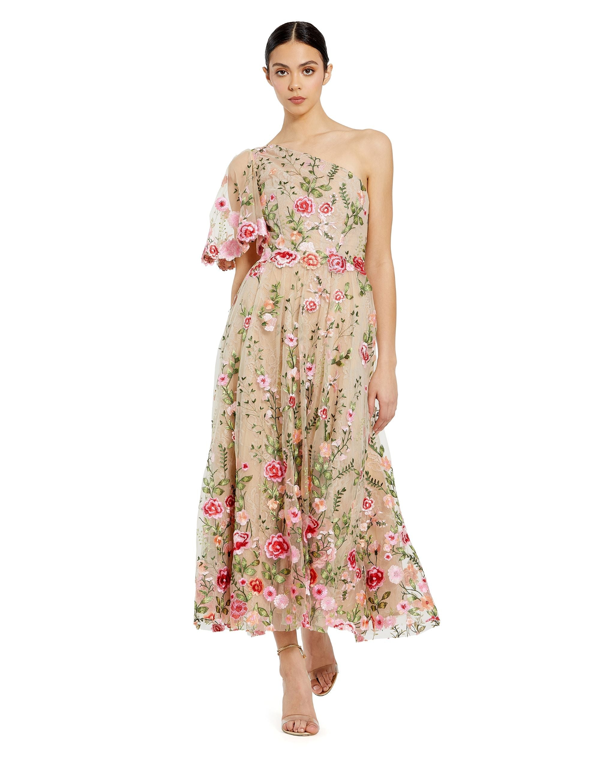 Formal Dresses Long Floral A Line Prom Formal Dress Pink Multi