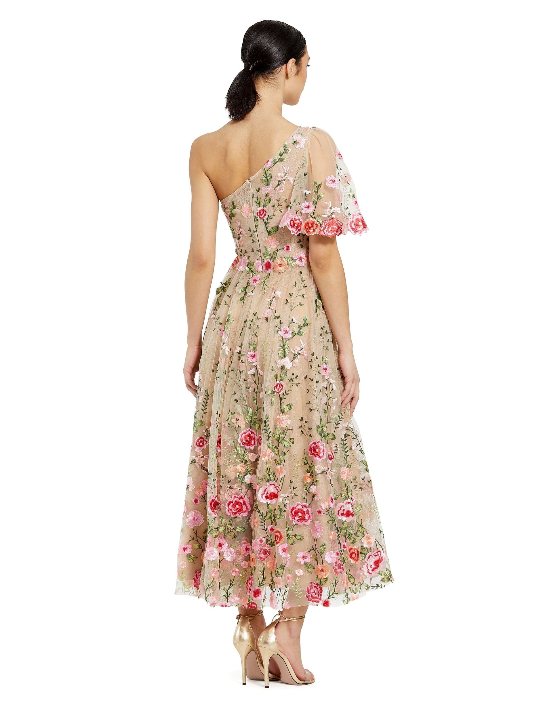 Mac Duggal 68607 Long Floral A Line Prom Formal Dress