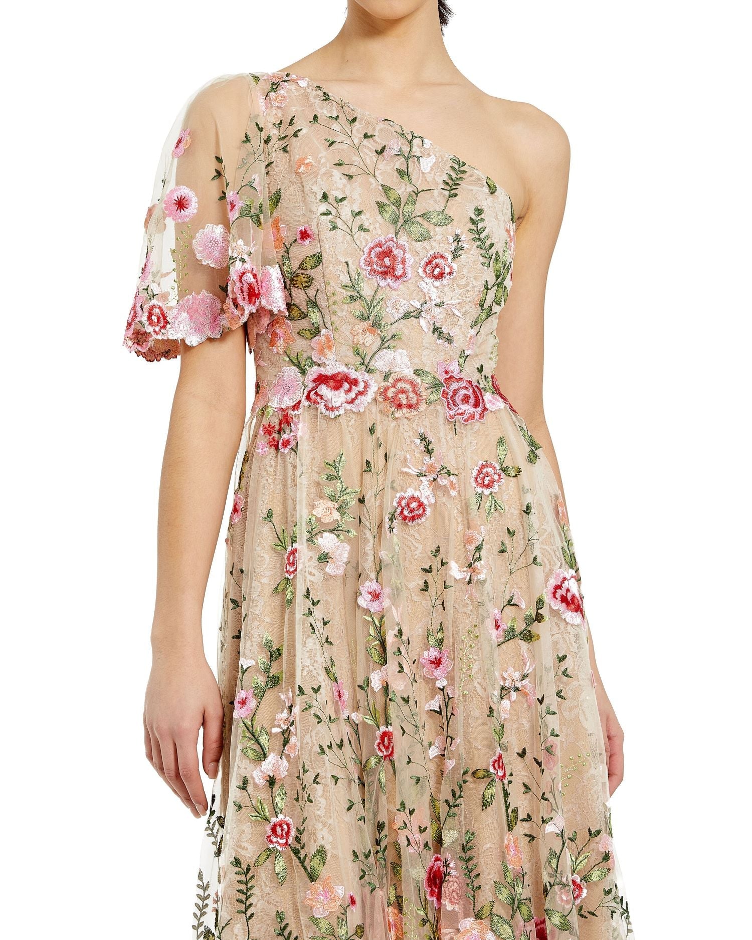 Mac Duggal 68607 Long Floral A Line Prom Formal Dress