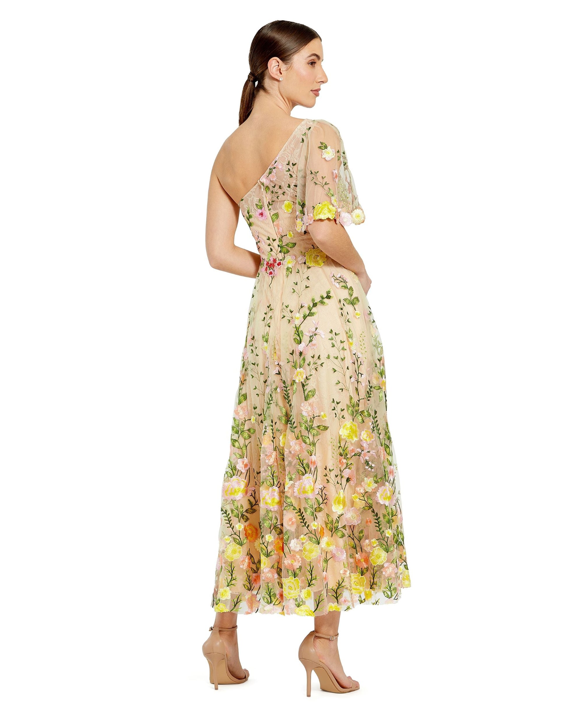 Mac Duggal 68607 Long Floral A Line Prom Formal Dress