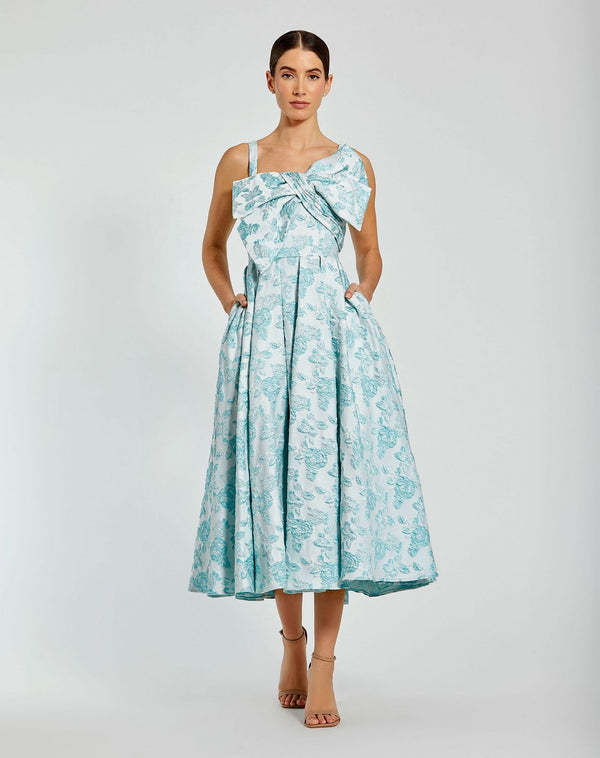 Floral Tea Length Dress Cocktail Midi Mac Duggal 68616