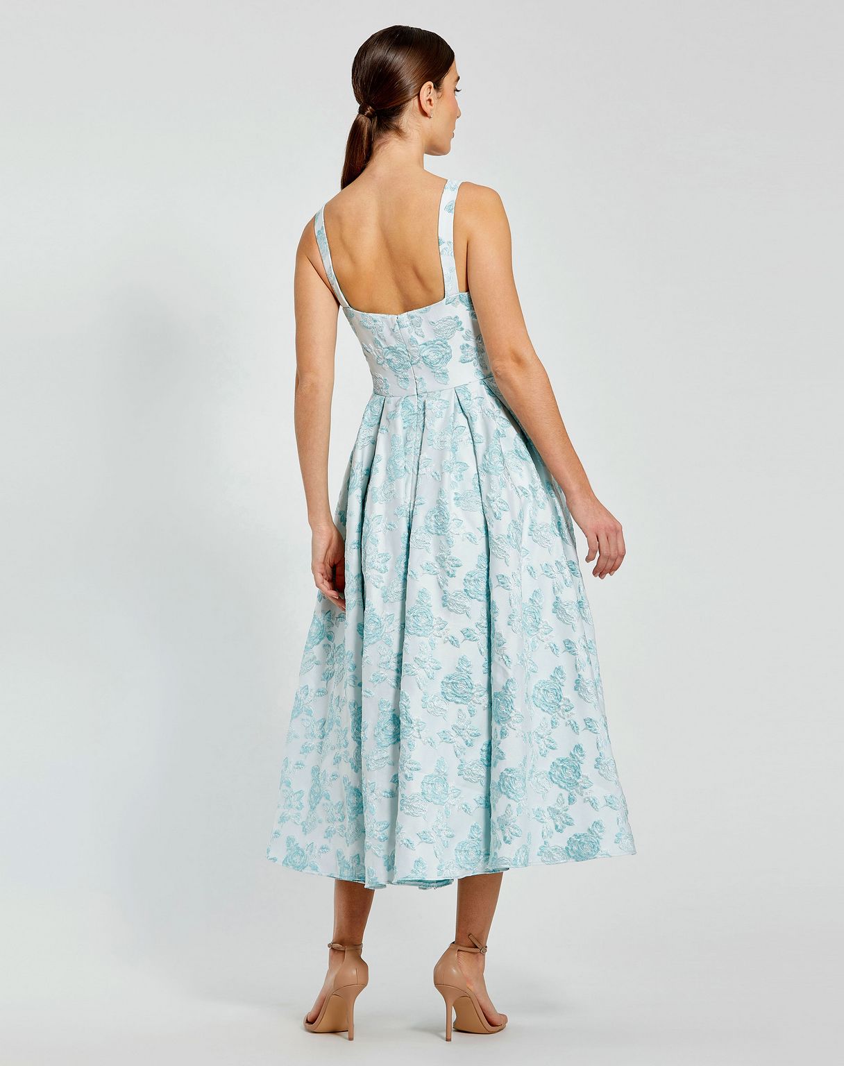 Mac Duggal 68616 Tea Length Floral Midi Cocktail Dress