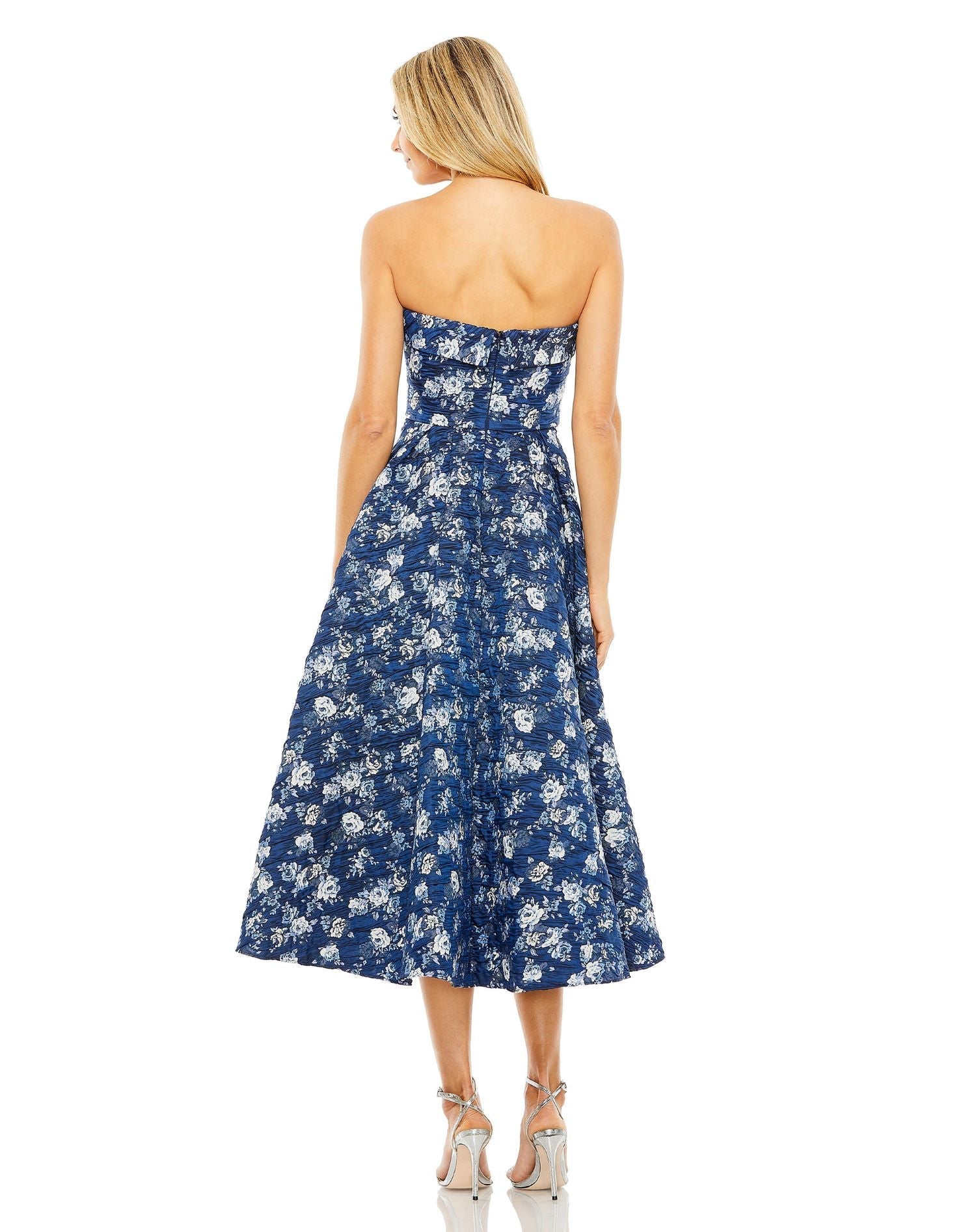 Mac Duggal 68617 Short Cocktail A Line Floral Midi Dress