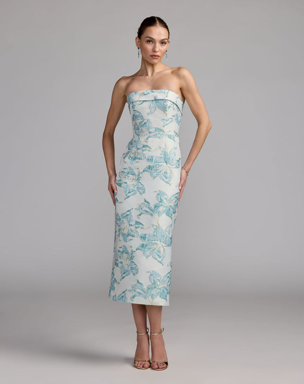 Short Midi Floral Slit Cocktail Dress Mac Duggal 68621
