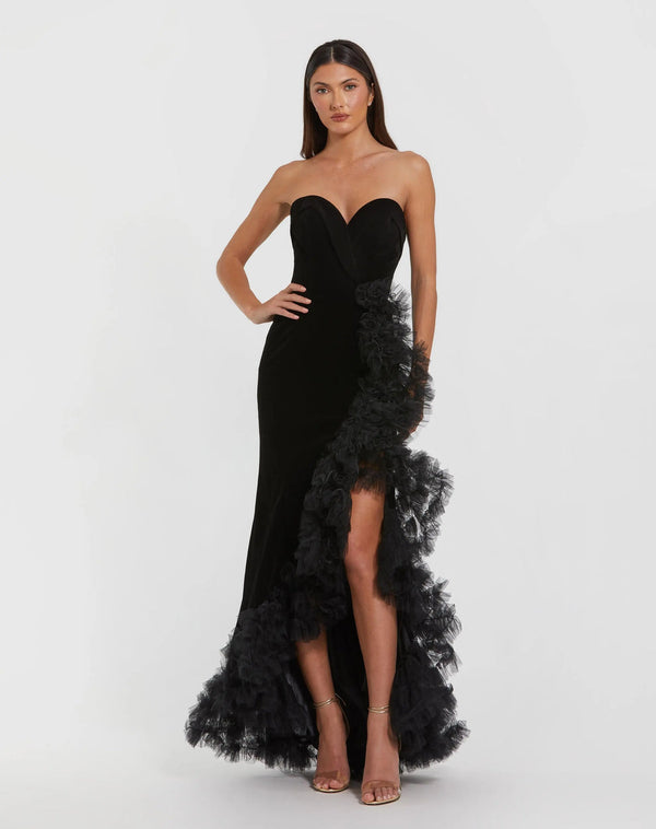 Long Slit Formal Ruffle Dress Mermaid Mac Duggal 68697