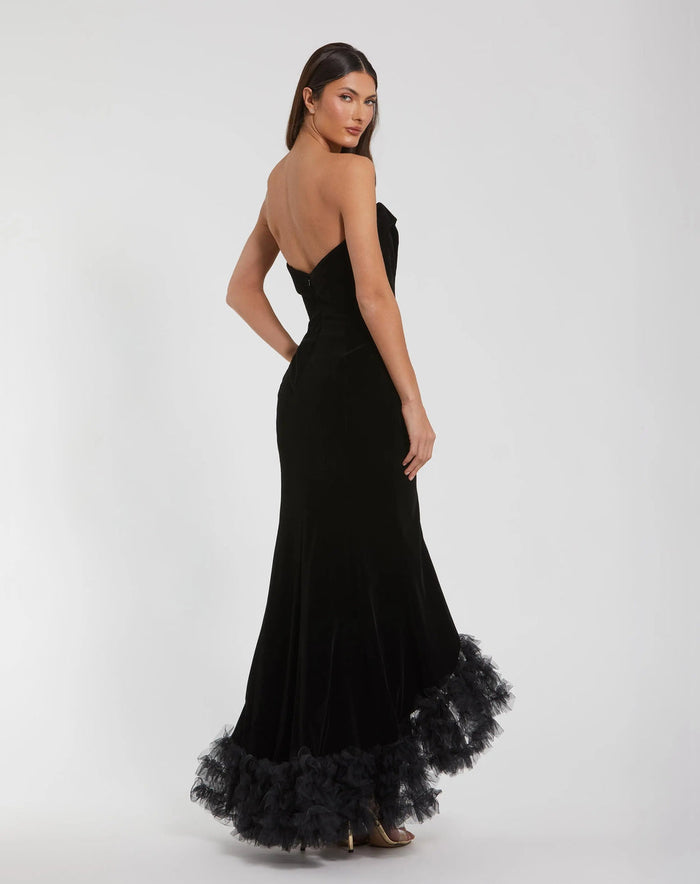 Prom Dresses Long Slit Formal Mermaid Prom Ruffle Dress Black
