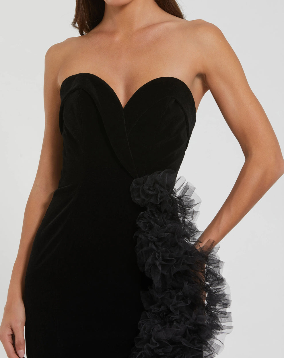 Prom Dresses Long Slit Formal Mermaid Prom Ruffle Dress Black