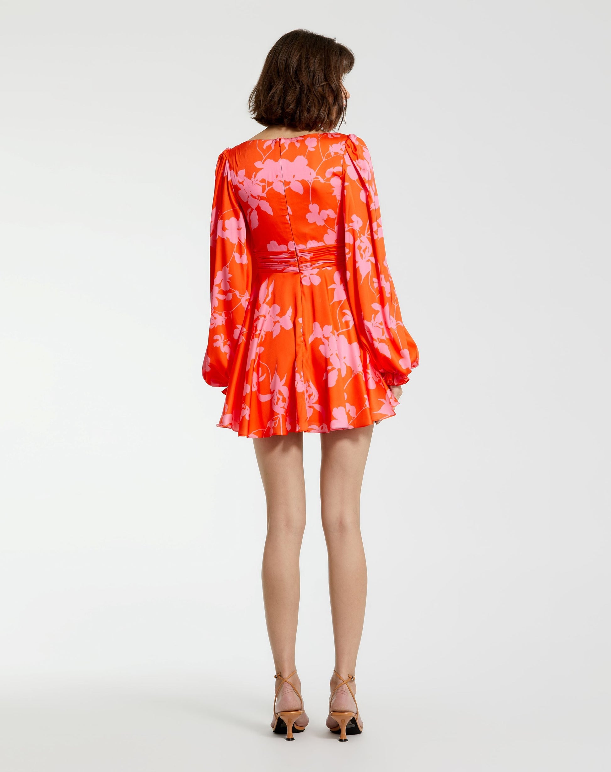 Mac Duggal 68772 Short Printed Cocktail Long Sleeve Mini Dress