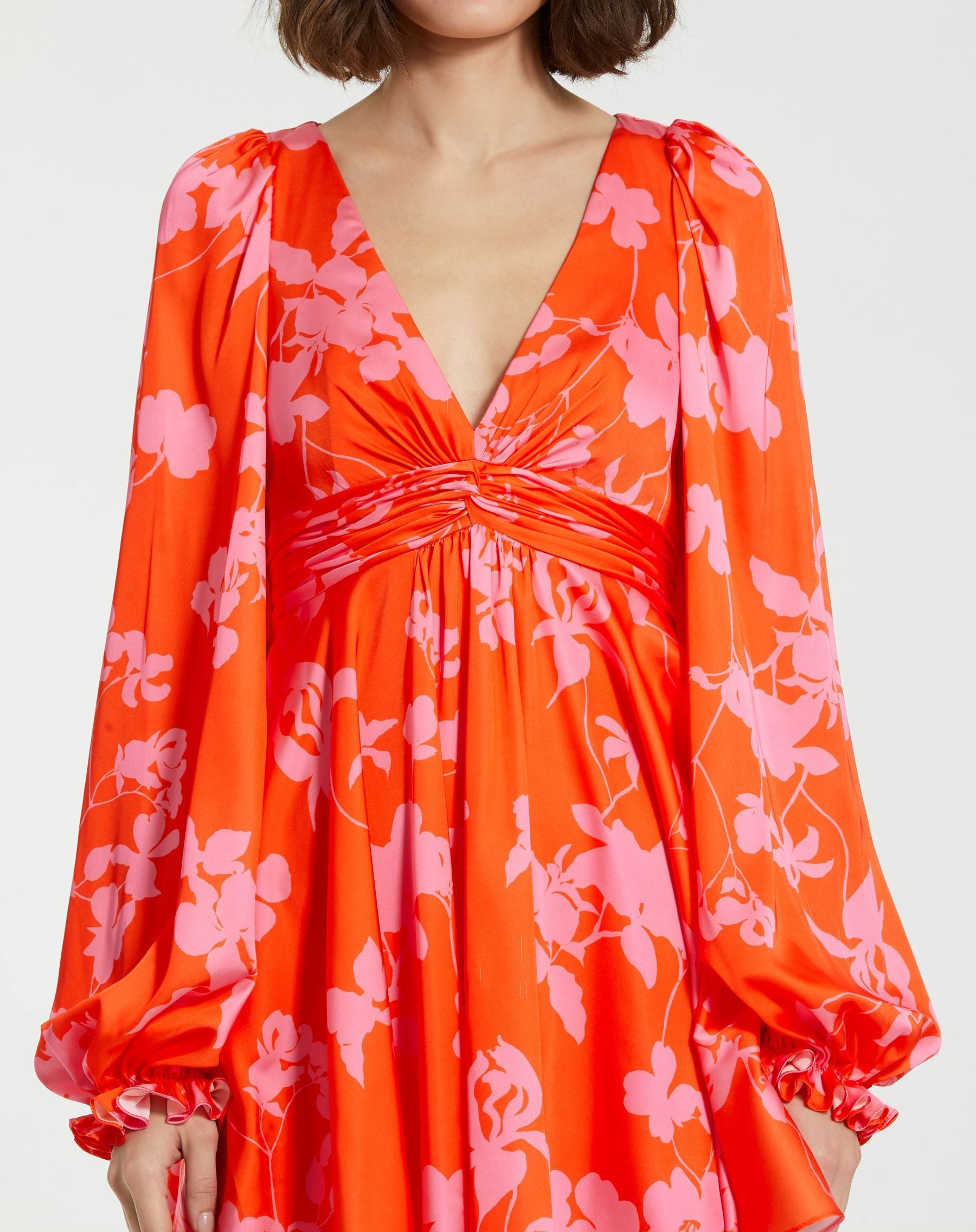 Mac Duggal 68772 Short Printed Cocktail Long Sleeve Mini Dress