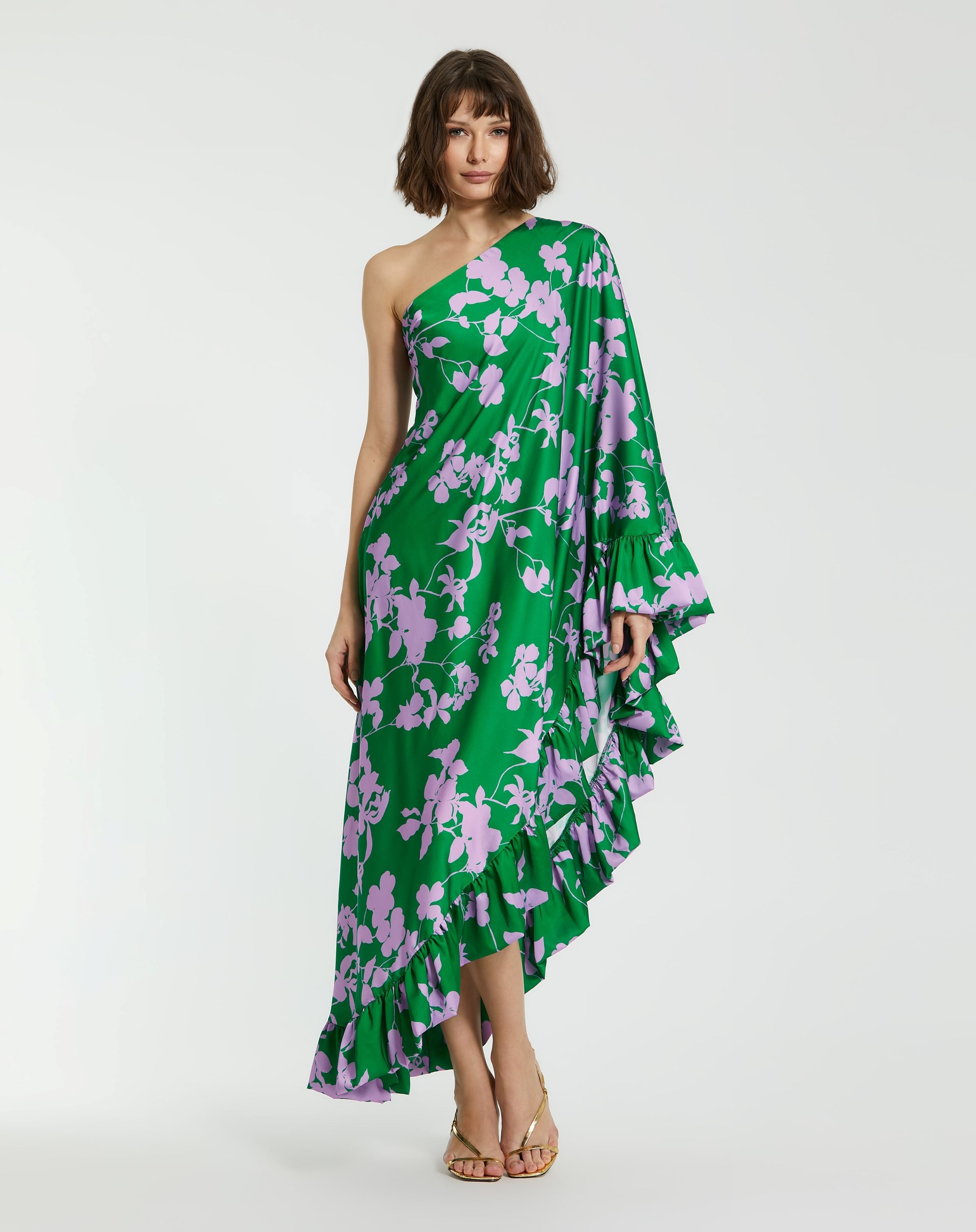 Formal Dresses Printed High Low Formal Prom Dress Green Multi