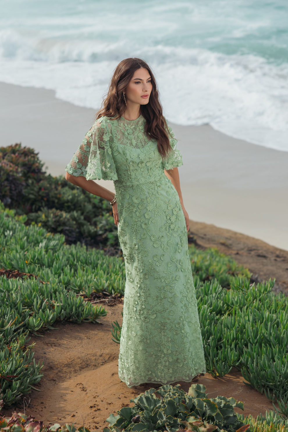 Mother of the Bride Dresses Floral Long Formal Mother of the Bride Dress Mac Duggal 9968810 Sage