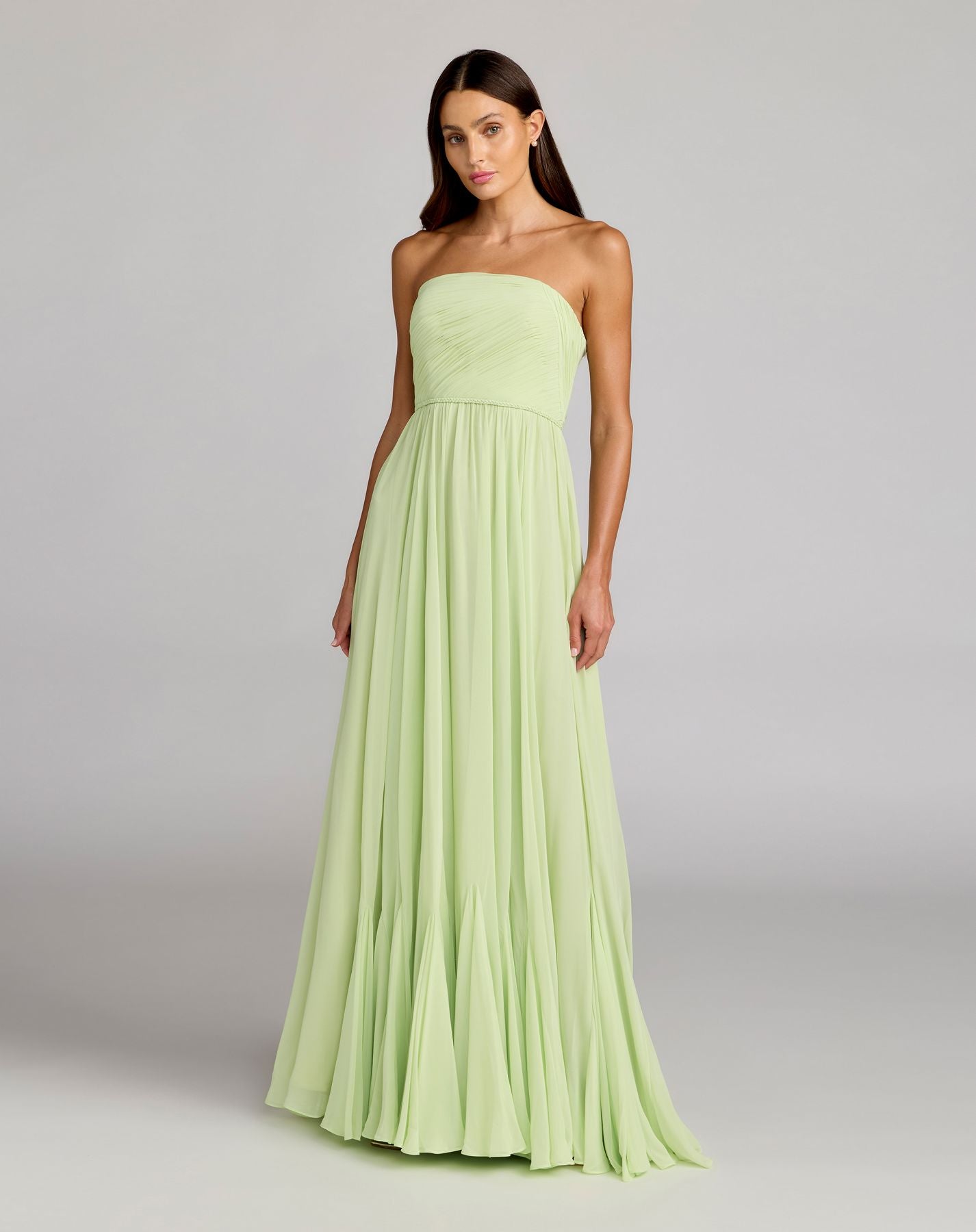 Prom Dresses Long Formal Prom Dress - Pleated A Line - Mac Duggal 68847Mint-Chiffon-68847-Pleated
