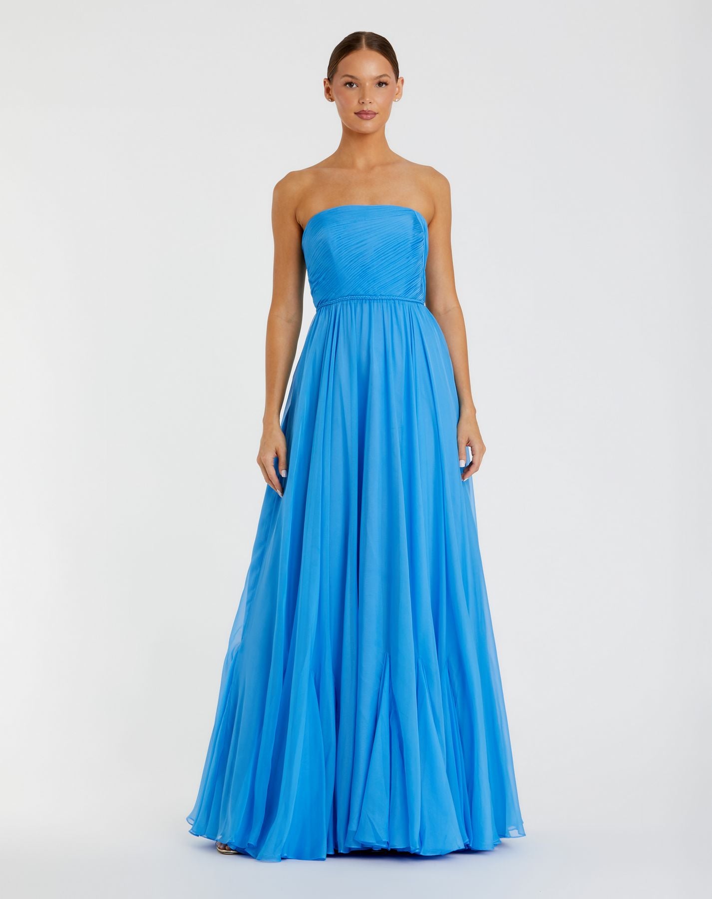 Prom Dresses Long Formal Prom Dress - Pleated A Line - Mac Duggal 68847 Turquoise-Chiffon-68847-Pleated